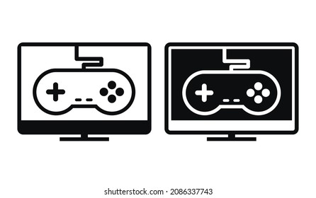 Equipo con icono de gamepad, controlador de videojuegos. Vector de ilustración