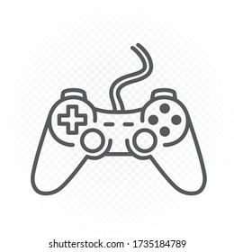 Computer gamepad line icon on white transparent background. Video game joypad symbol. Console joystick controller sign