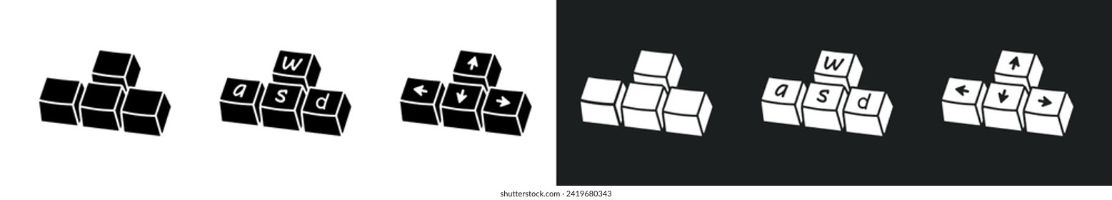 Teclado de jugador de computadora, teclas WASD, ilustración vectorial. Teclas WASD, botones de teclado de control de juegos. Botones de teclado WASD para computadora en estilo de diseño vectorial