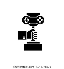 Computer games championship black icon, vector sign on isolated background. Computer games championship concept symbol, illustration 