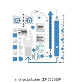 Computer games development. Gaming design, multimedia design vector illustration