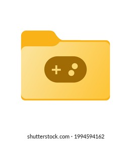 Computer games folder icon. Desktop icons pack element. Directory sign. Linux open source UI shortcut theme customisation. Console shape simple vector illustration.