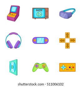 Computer games icons set. Cartoon illustration of 9 computer games vector icons for web