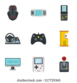 Computer games icons set. Flat illustration of 9 computer games vector icons for web