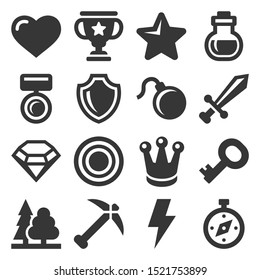 Computer Games Icons Set on White Background. Vector