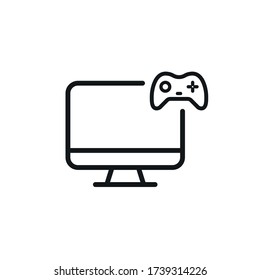 Computer Gaming Desktop Icon - Outline Icon - Vector