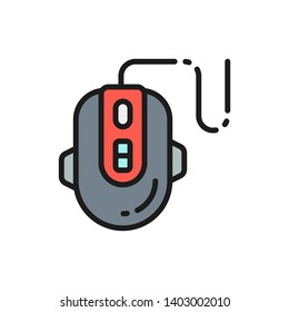 Computer gaming mouse flat color line icon.