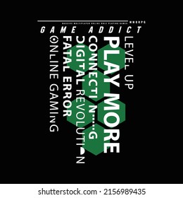 Computer gaming Typography. T shirt graphics. Vectors