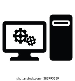 Computer gear icon on the white background