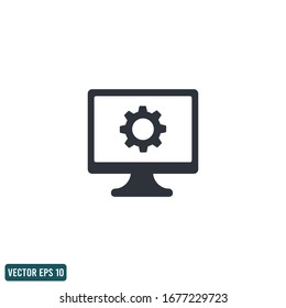 computer and gear icon computer setting symbol design element logo template  vector eps 10