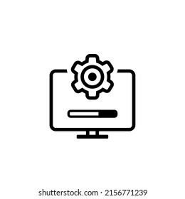 Computer and gear icon. Technical support. Update software. Vector illustration