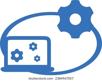 Computer and gear icon. Vector illustration icon. Digital icon. Technology
