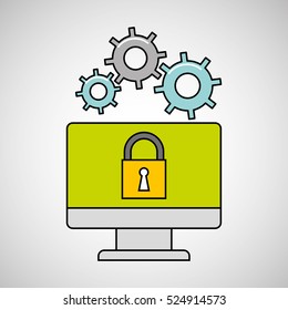 computer gear secure system vector illustration eps 10