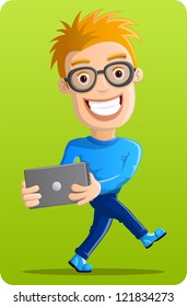 Computer Geek - Dancing with Laptop