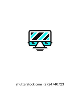 Um geek de computador com ideia de logotipo de óculos.
