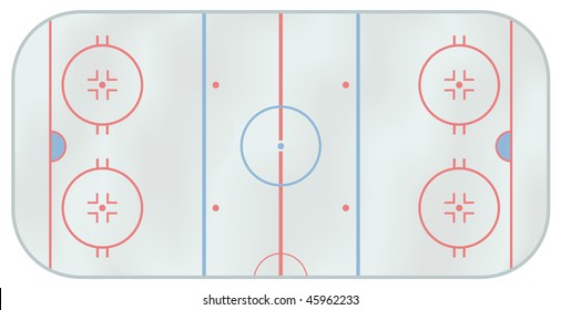 Computer Generated Illustration Of An Ice Hockey Rink. Above View