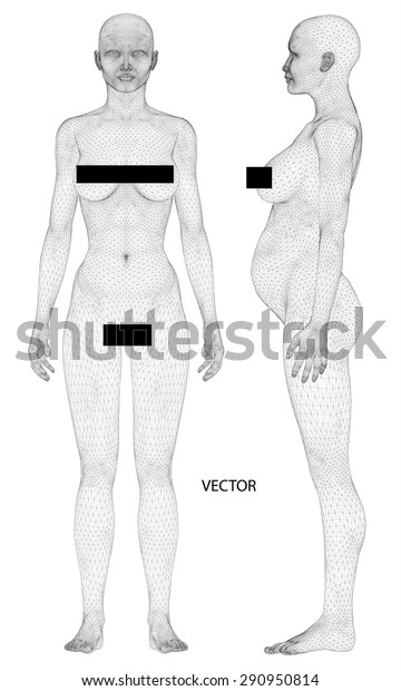 センサー付き裸妊婦3dモデルのレンダリングを生成したコンピュータ のベクター画像素材 ロイヤリティフリー