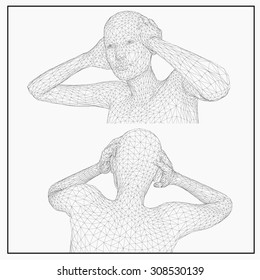 A computer generated rendering of a young woman 3d model in action