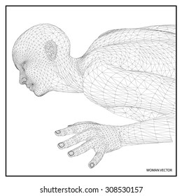 A computer generated rendering of a young woman 3d model in action