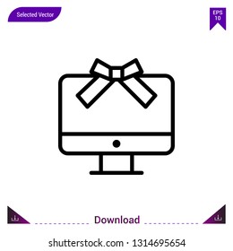 computer gift  vector icon. Best modern, simple, isolated,Gift, flat icon for website design or mobile applications, UI / UX design vector format
