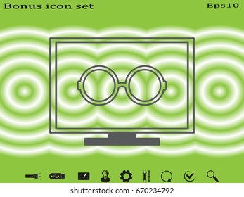 Computer, glasses, icon, vector illustration of Eps10