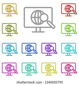 Computer, global, search, magnifier multi color icon. Simple thin line, outline vector of project management icons for ui and ux, website or mobile application