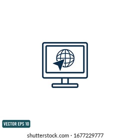 computer and globe icon internet browsing symbol vector design element logo template