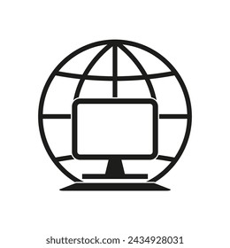 Computer globe icon. Technology internet global. Vector illustration. EPS 10.
