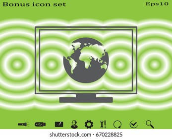 Computer, globe, icon, vector illustration of Eps10