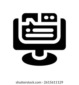computer glyph icon. Strong and solid vector icon for websites, mobile interfaces, presentations, and visual branding. High quality and easy to edit.