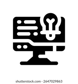 computer glyph icon. Strong and solid vector icon for websites, mobile interfaces, presentations, and visual branding. High quality and easy to edit.