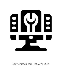 computer glyph icon. Strong and solid vector icon for websites, mobile interfaces, presentations, and visual branding. High quality and easy to edit.