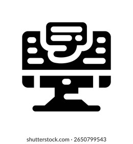 computer glyph icon. Strong and solid vector icon for websites, mobile interfaces, presentations, and visual branding. High quality and easy to edit.