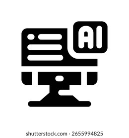 computer glyph icon. Strong and solid vector icon for websites, mobile interfaces, presentations, and visual branding. High quality and easy to edit.