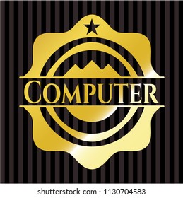 Computer gold shiny badge