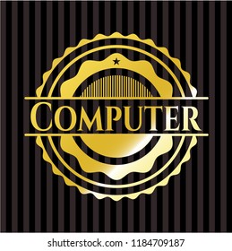 Computer gold shiny emblem