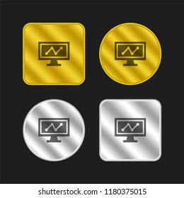 Computer gold and silver metallic coin logo icon design