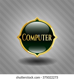 Insignia o emblema dorado de la computadora