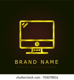 Computer golden metallic logo