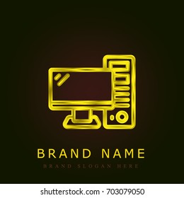 Computer golden metallic logo