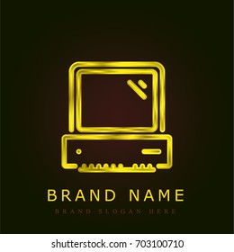 Computer golden metallic logo