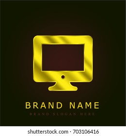 Computer golden metallic logo