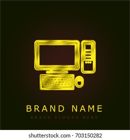 Computer golden metallic logo