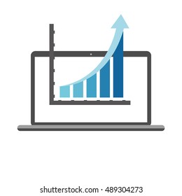 computer and graph chart icon