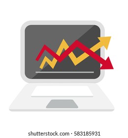 Computer and graph chart icon vector illustration