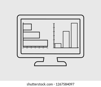 Computer Graph line Icon on gray background
