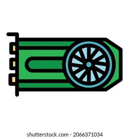 Computer graphic card icon. Outline computer graphic card vector icon color flat isolated