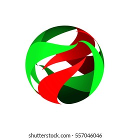 Computer graphic sphere 3d. Vector illustration of sphere with abstract lines for your logo or other design.