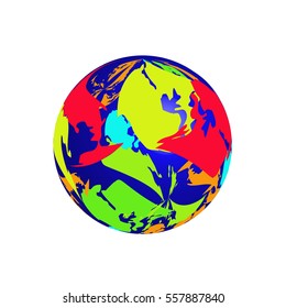 Computer graphic sphere with abstract pattern. Vector illustration of sphere with abstract painted spots for your logo or other design.