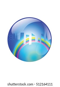 Computer graphic sphere with design elements inside. Vector illustration of logo for your design.  